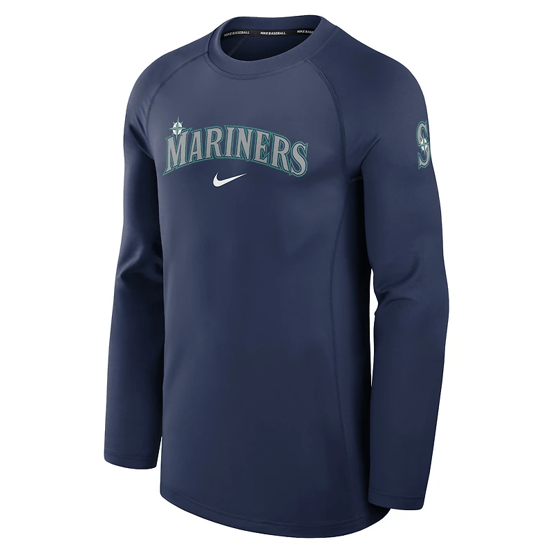 Men's Nike  Navy Seattle Mariners Authentic Collection Game Time Raglan Performance Long Sleeve T-Shirt