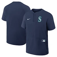 Men's Nike Navy Seattle Mariners Authentic Collection Raglan Short Sleeve Windshirt