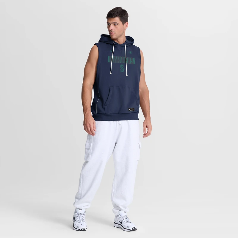 Men's Nike Navy Seattle Mariners Authentic Collection Standard Issue Dri-FIT Sleeveless Hoodie