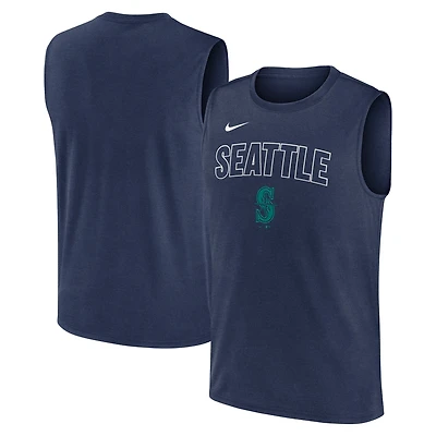 Débardeur Nike bleu marine Seattle Mariners Knockout Dri-FIT Muscle pour homme