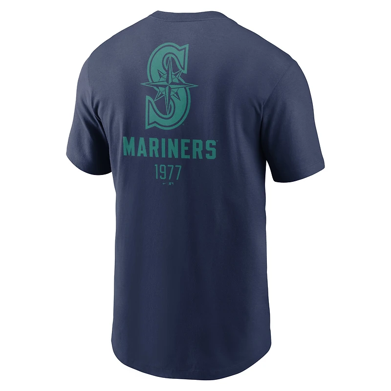 T-shirt Nike bleu marine Seattle Mariners avec grand logo dans le dos pour homme