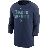 Men's Nike Navy Seattle Mariners Local Phrase Tri-Blend 3/4-Sleeve Raglan T-Shirt
