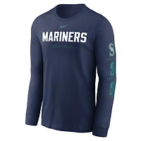 Men's Nike Navy Seattle Mariners Wordmark Logo Long Sleeve T-Shirt