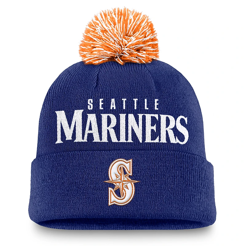 Bonnet à revers Nike Royal Seattle Mariners Peak pour homme avec pompon