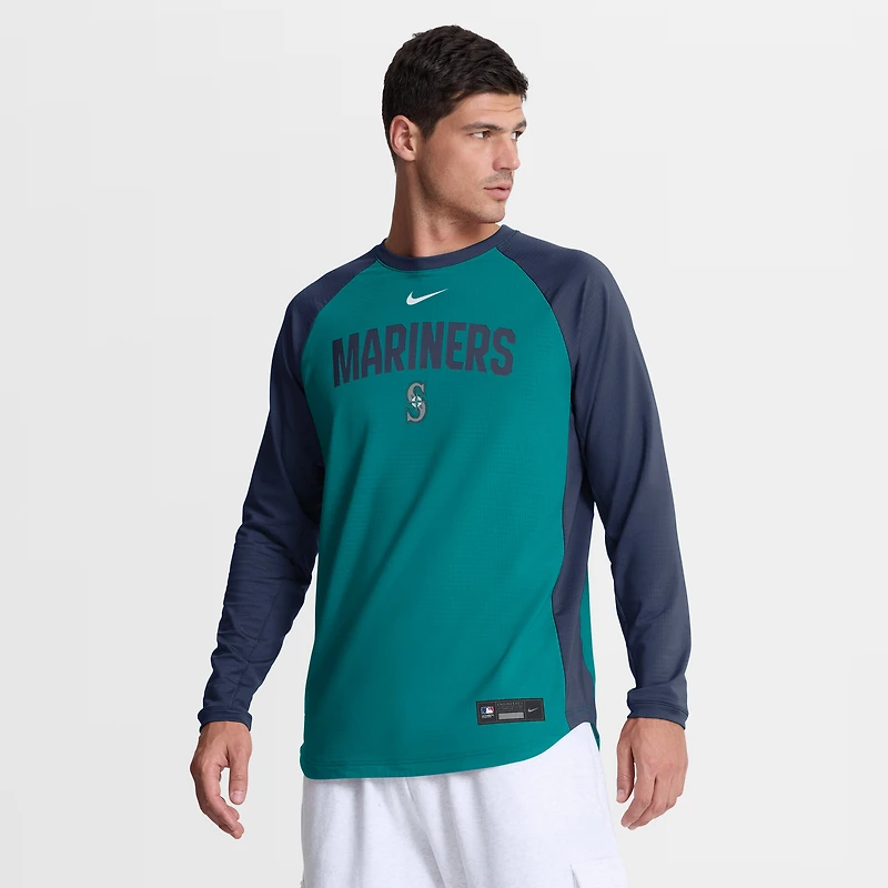 Men's Nike Teal Seattle Mariners Authentic Collection Raglan Dri-FIT Sweatshirt