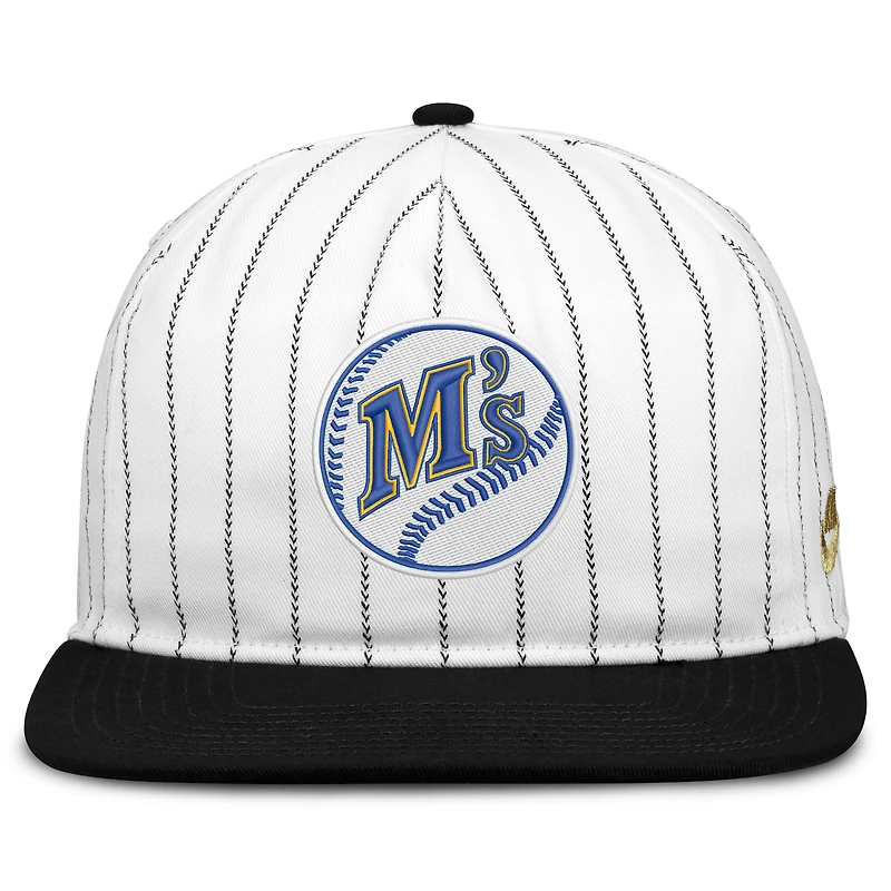 Casquette ajustable Nike Pro Seattle Mariners Cooperstown Collection blanche et noire pour homme