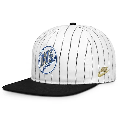 Casquette ajustable Nike Pro Seattle Mariners Cooperstown Collection blanche et noire pour homme