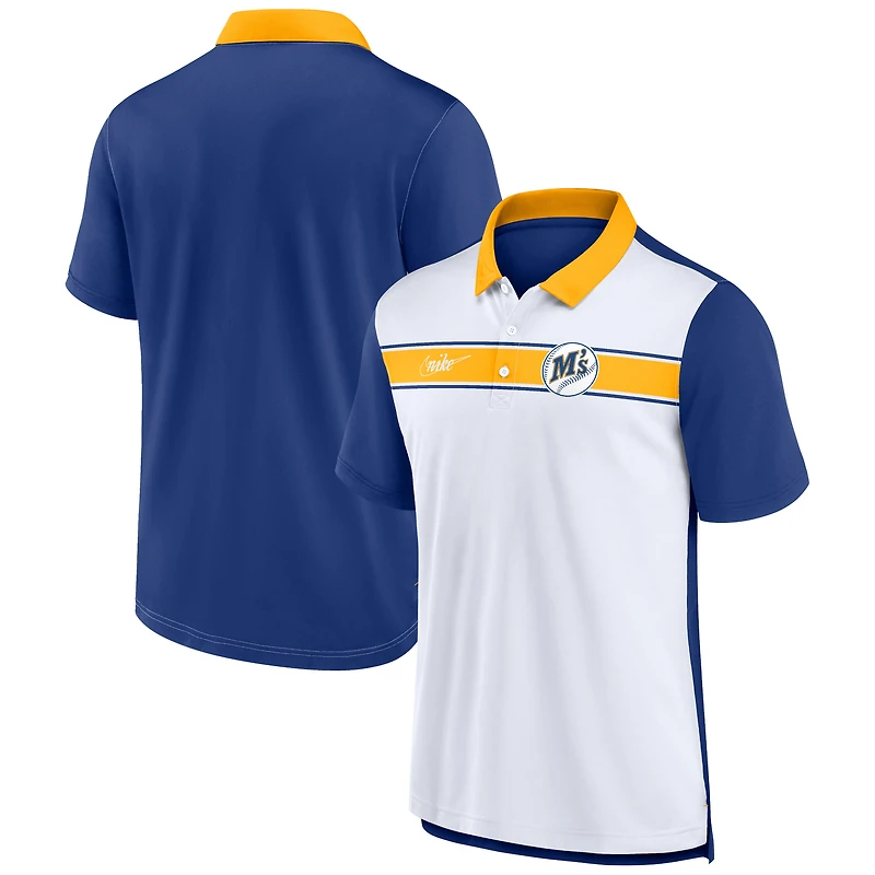 Polo Nike Rewind Stripe blanc/bleu royal pour homme