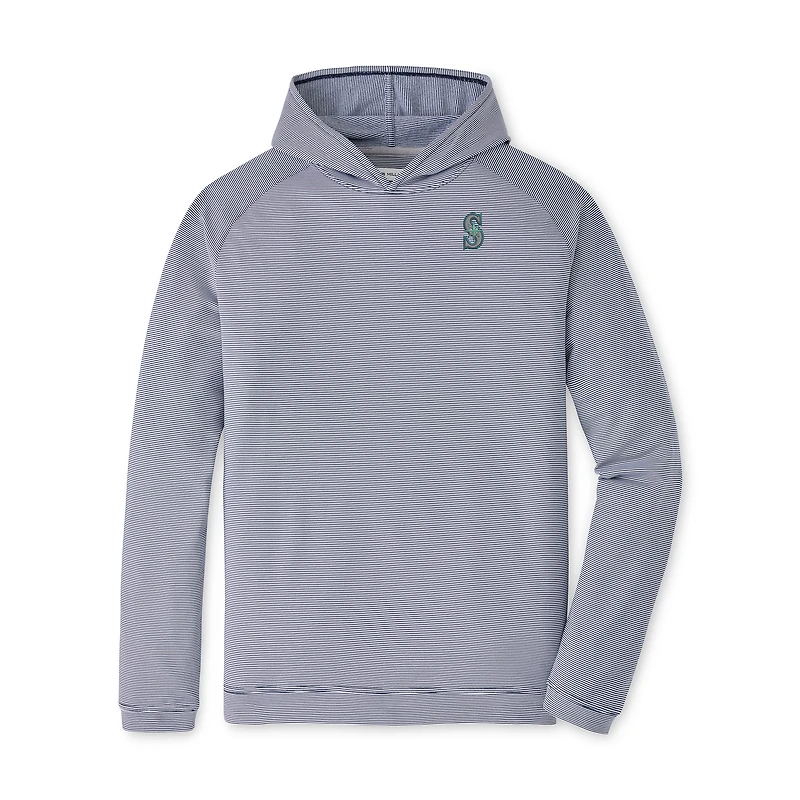 Men's Peter Millar Navy Seattle Mariners Pine Sugar Stripe Performance Hoodie