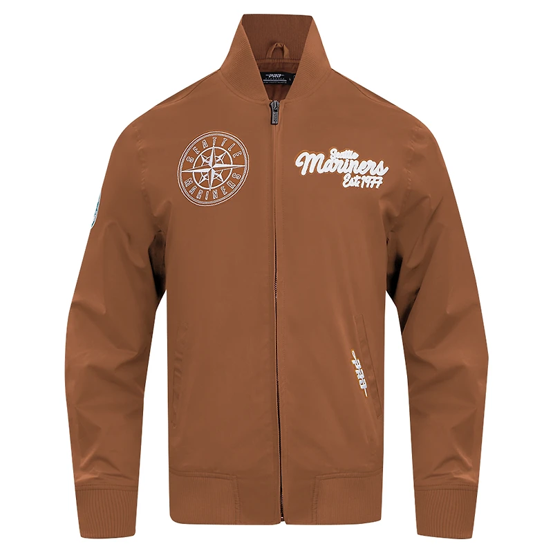 Men's Pro Standard Brown Seattle Mariners Paint The City Twill Full-Zip Jacket