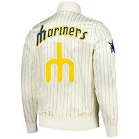 Men's Pro Standard Cream Seattle Mariners Cooperstown Collection Pinstripe Retro Classic Satin Full-Snap Jacket