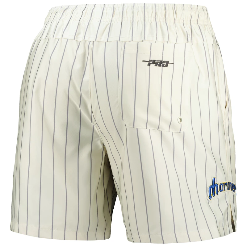 Men's Pro Standard Cream Seattle Mariners Pinstripe Retro Classic Woven Shorts