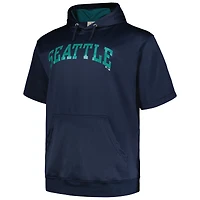 Sweat à capuche manches courtes contrastées pour homme Profile Seattle Mariners Big & Tall bleu marine