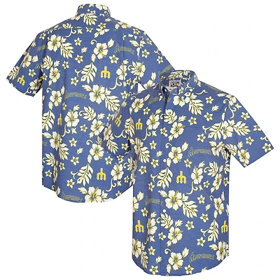 Haut à boutons en mélange de trois matières Reyn Spooner Blue Seattle Mariners Cooperstown Kekai Performance pour homme
