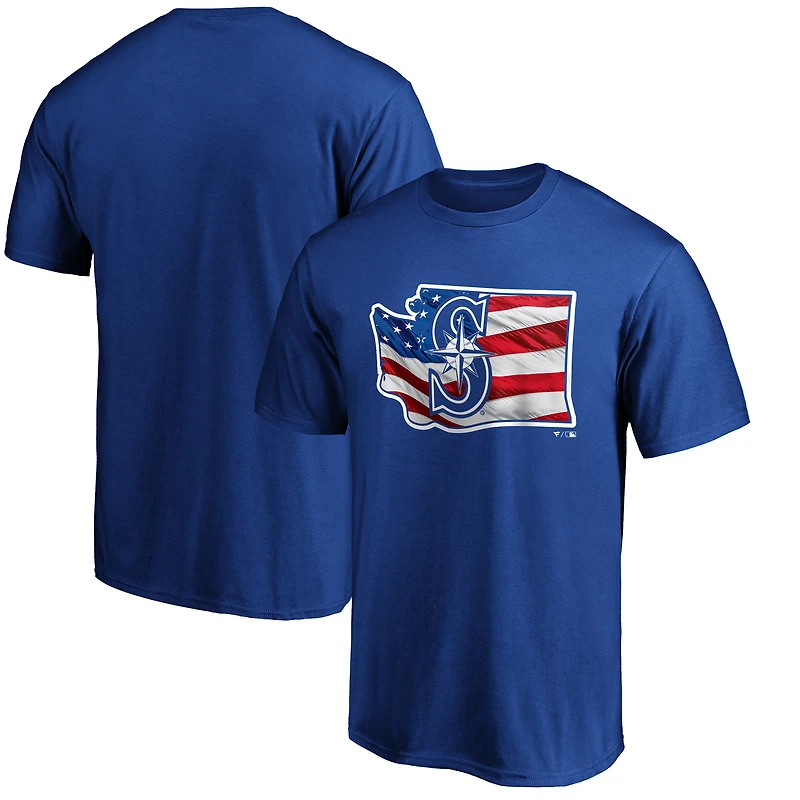 Men's  Royal Seattle Mariners Banner State T-Shirt