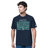 Men's Starter  Heather Gray/Navy Seattle Mariners Two-Pack Long Sleeve & Short T-Shirt Set