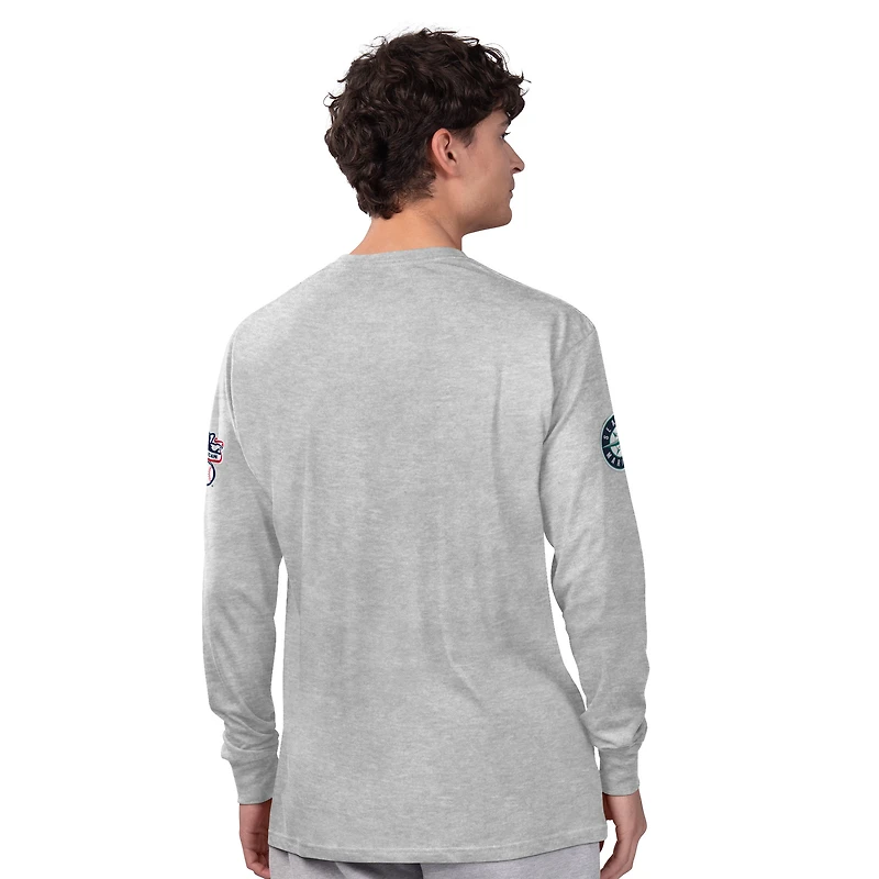 Men's Starter Heather Gray/Navy Seattle Mariners Two-Pack Long Sleeve & Short T-Shirt Set