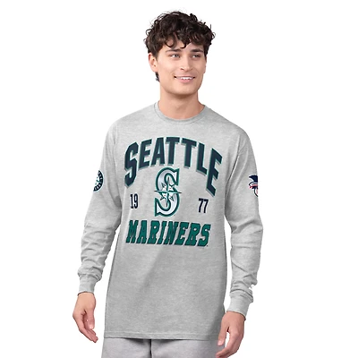 Men's Starter  Heather Gray/Navy Seattle Mariners Two-Pack Long Sleeve & Short T-Shirt Set