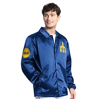 Men's Starter  Royal Seattle Mariners Cooperstown Collection Point Man Full-Snap Coaches Jacket