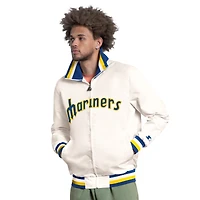 Men's Starter White Seattle Mariners The Captain Cooperstown Logo Full-Zip Varsity Jacket