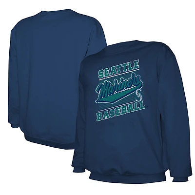 Men's Stitches Navy Seattle Mariners Lightweight Crew Sweatshirt