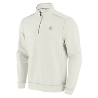Men's Tommy Bahama Cream Seattle Mariners Sport Tobago Bay Tri-Blend Half-Zip Sweatshirt