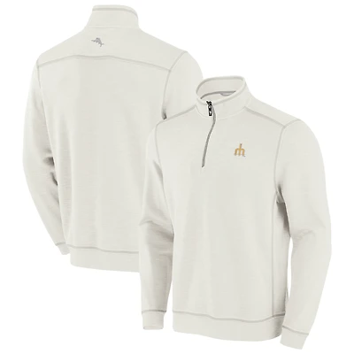 Sweat-shirt Tommy Bahama crème pour homme, modèle Sport Tobago Bay Tri-Blend, demi-zippé, Seattle Mariners