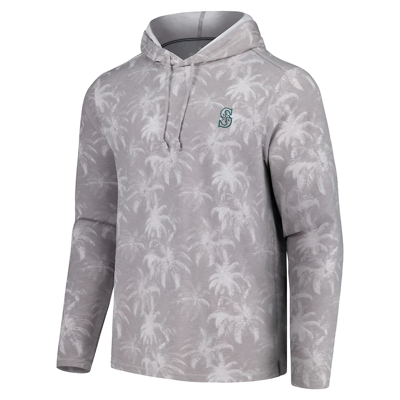 Men's Tommy Bahama Gray Seattle Mariners Palm Frenzy Hoodie Long Sleeve T-Shirt