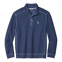 Sweat-shirt Tommy Bahama bleu marine Seattle Mariners Montego Bay à demi-zip pour homme
