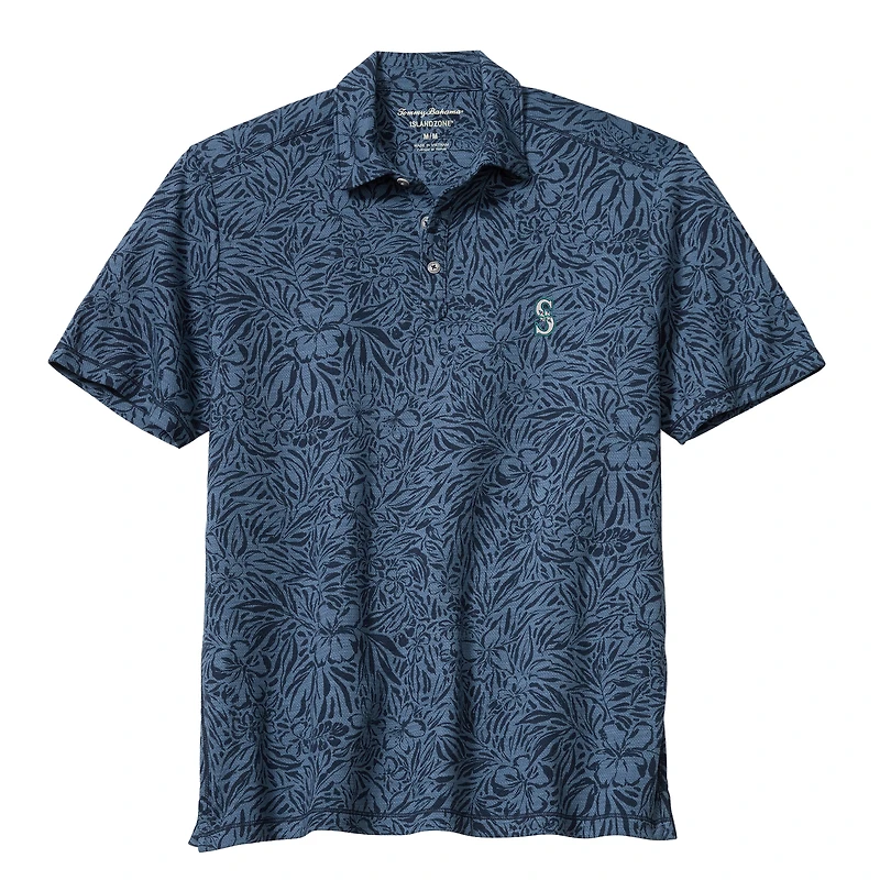 Men's Tommy Bahama Navy Seattle Mariners Wild Hibiscus Tri-Blend IslandZone Polo