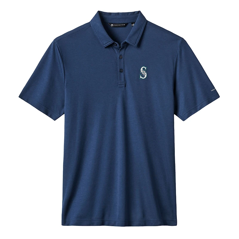 Polo bleu marine TravisMathew pour homme, motif tri-mélange des Seattle Mariners Playoff Pitch