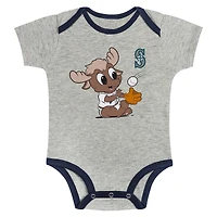 Newborn & Infant Gray/White Seattle Mariners Two-Pack Play Ball Bodysuit Set