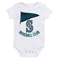 Newborn & Infant Seattle Mariners 3-Pack Fan Pennant Bodysuit Set