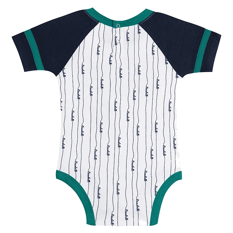 Newborn & Infant White Seattle Mariners Base Hitter Bodysuit, Bib Bootie Set
