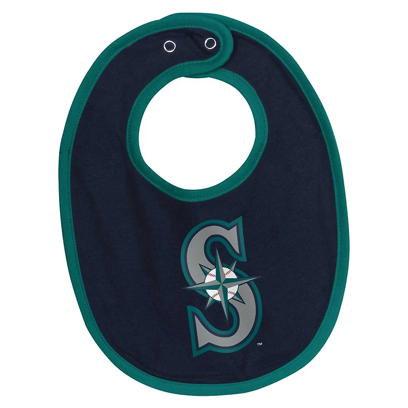Newborn & Infant White Seattle Mariners Base Hitter Bodysuit, Bib Bootie Set