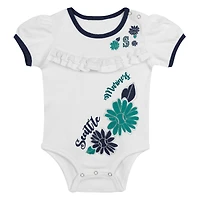 Newborn White/Navy Seattle Mariners Sweet Catcher 3-Piece Bodysuit, Headband and Skirt Set