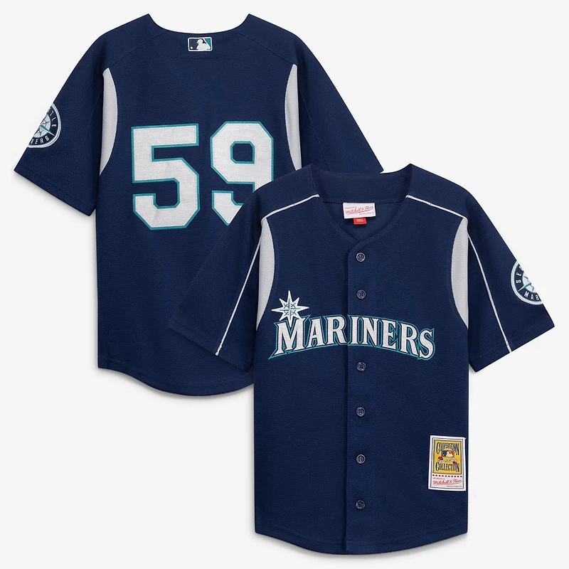 Maillot d'entraînement au bâton de la collection Cooperstown des Mariners Seattle marine l'école maternelle Mitchell & Ness Felix Hernandez
