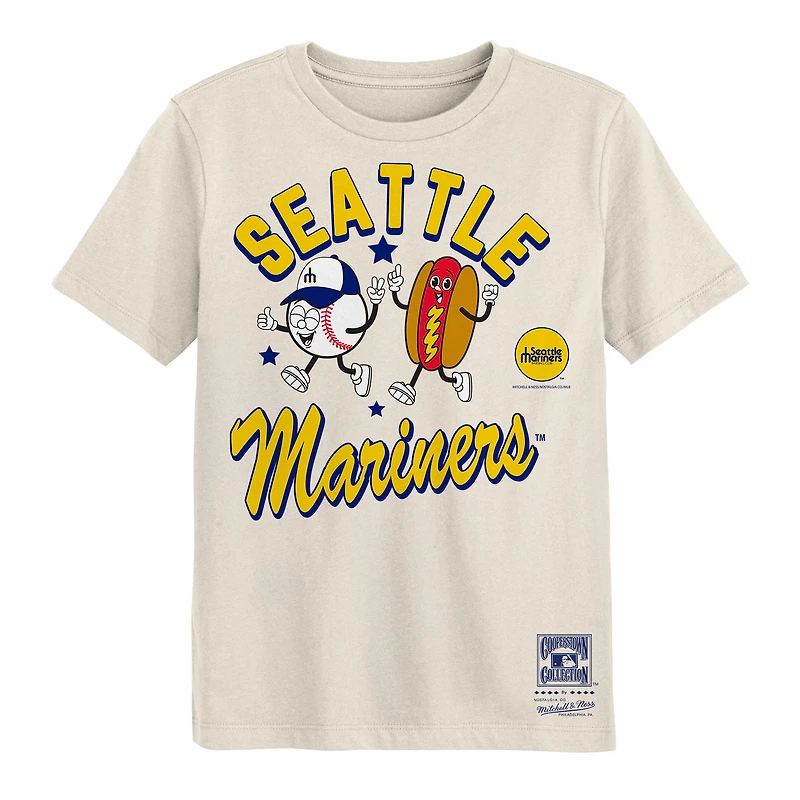 T-shirt Mitchell & Ness naturel Seattle Mariners pour enfants d'âge préscolaire