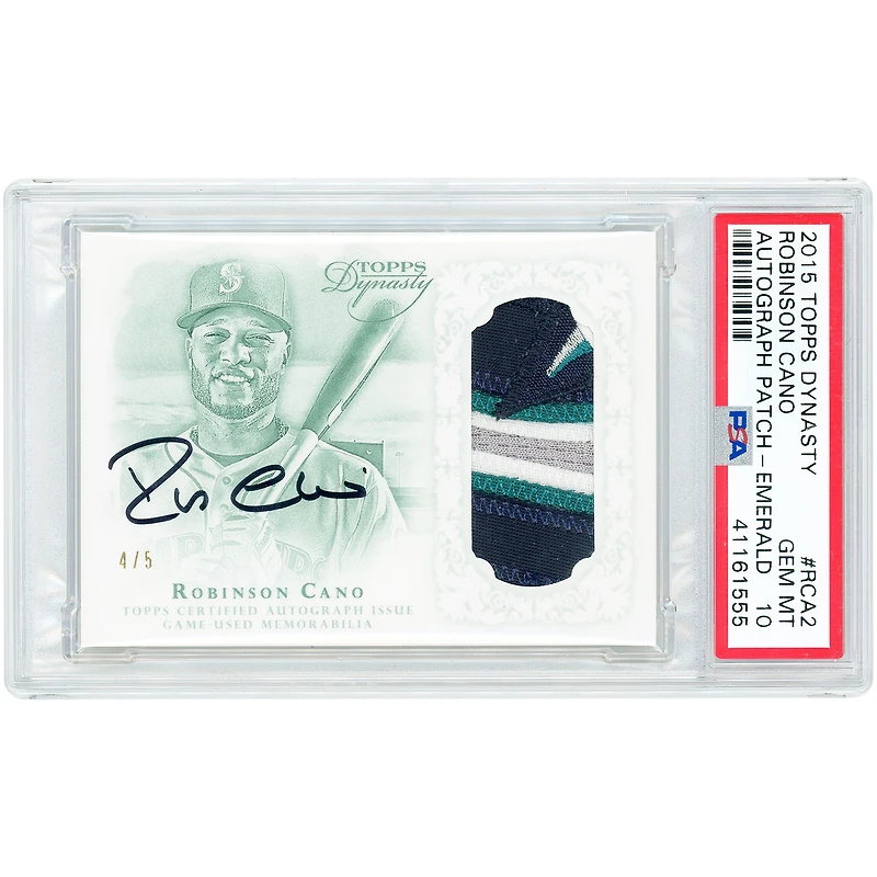 Robinson Cano Seattle Mariners Autographed 2015 Topps Dynasty Emerald Game Used Quad-Color Relic #AP-RCA2 #4/5 PSA Authenticated 10 Card