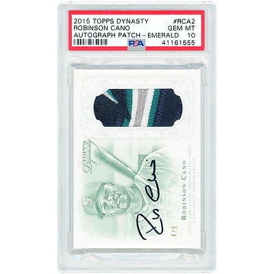 Robinson Cano Seattle Mariners Autographed 2015 Topps Dynasty Emerald Game Used Quad-Color Relic #AP-RCA2 #4/5 PSA Authenticated 10 Card