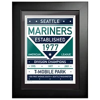 Mariners de Seattle - Oeuvre encadrée double ton de l'équipe 12'' x 16''