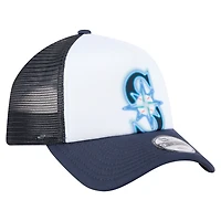 Toddler New Era  White/Navy Seattle Mariners Painted A-Frame 9FORTY Trucker Adjustable Hat
