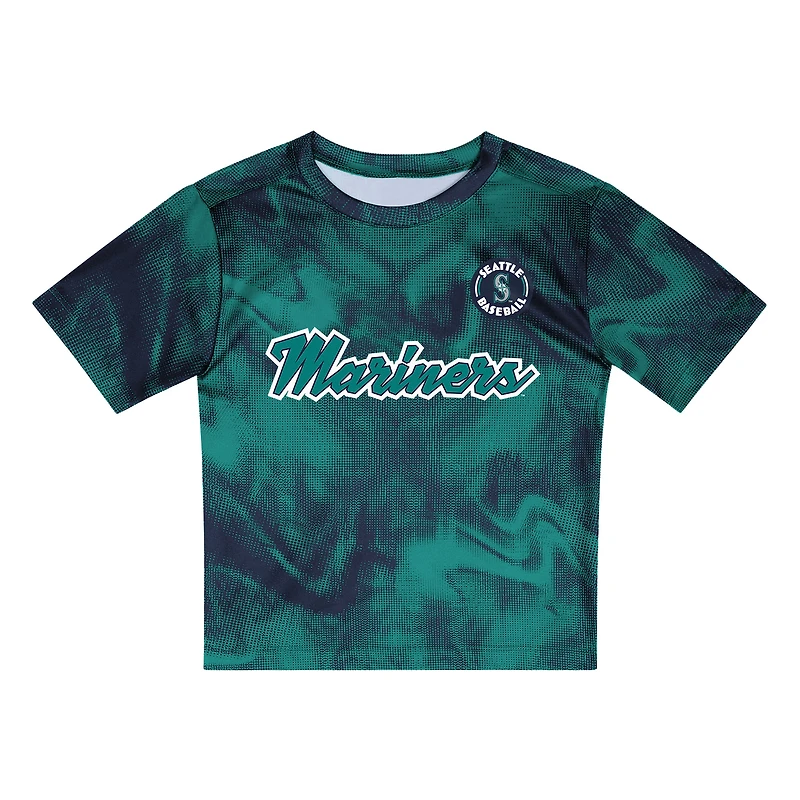 Ensemble t-shirt et short de frappeur champ intérieur pour tout-petits bleu sarcelle/bleu marine des Mariners Seattle