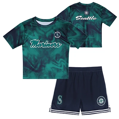Toddler Teal/Navy Seattle Mariners Pinch Hitter Infielder T-Shirt & Shorts Set