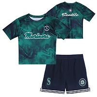 Toddler Teal/Navy Seattle Mariners Pinch Hitter Infielder T-Shirt & Shorts Set