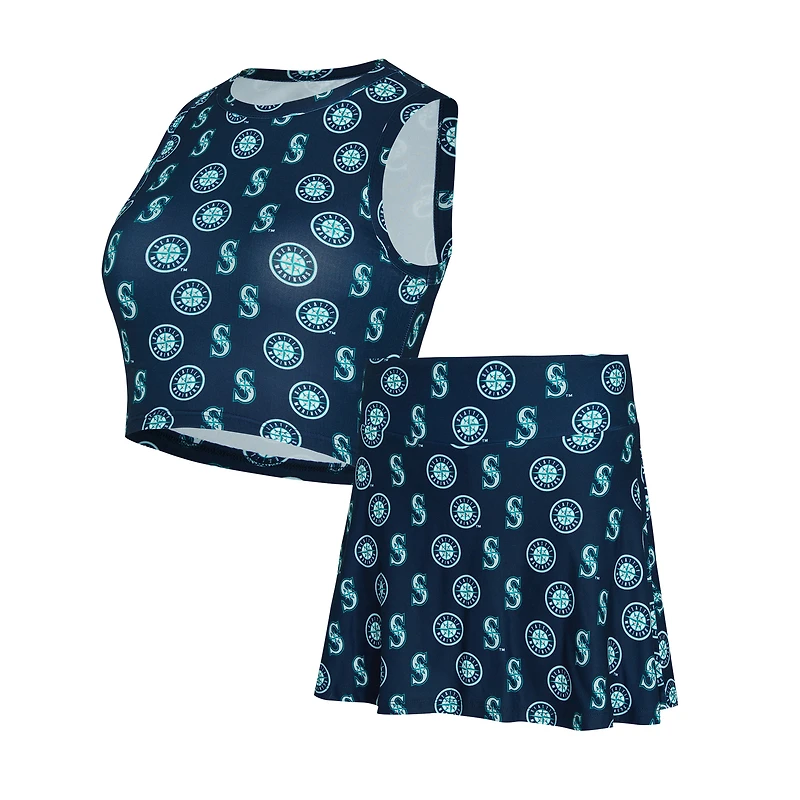 Ensemble débardeur et jupe-short en tricot bleu marine Seattle Mariners de Concepts Sport pour femmes