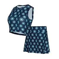 Ensemble débardeur et jupe-short en tricot bleu marine Seattle Mariners de Concepts Sport pour femmes