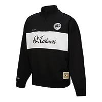 Pull zippé quart de tour noir pour femme Mitchell & Ness des Mariners Seattle la collection Cooperstown