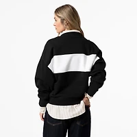 Pull zippé quart de tour noir pour femme Mitchell & Ness des Mariners Seattle la collection Cooperstown
