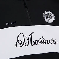 Pull zippé quart de tour noir pour femme Mitchell & Ness des Mariners Seattle la collection Cooperstown